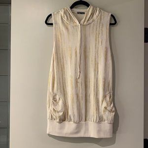 Sleeveless Gold and Tan Hooded Tunic Sweatshirt/Pump Cover